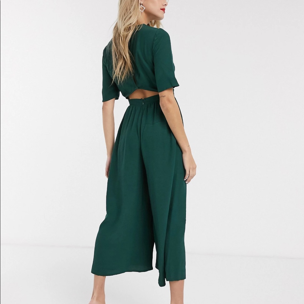 ASOS jumpsuit w/ button back detail (forest green)